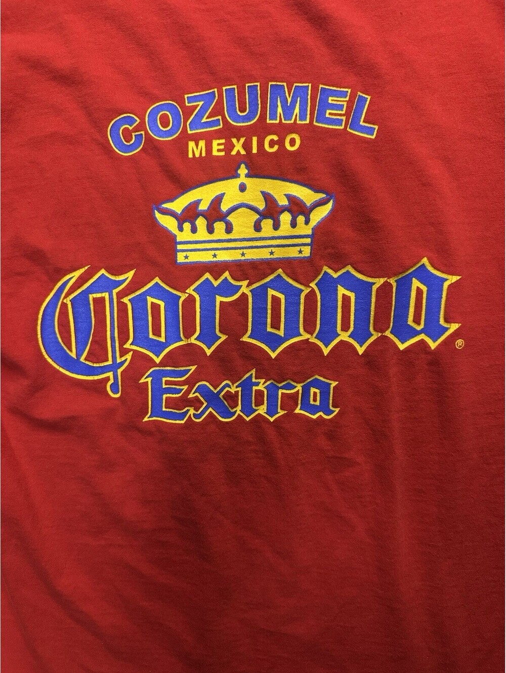 Vintage Style Corona Extra Cozumel Mexico Beer Graphic T Shirt Red Mens S